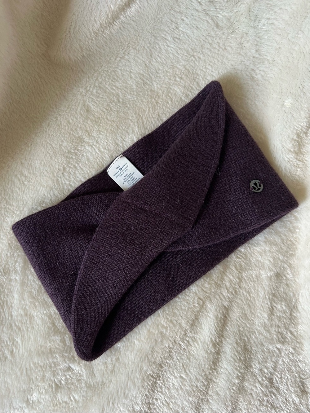 Lululemon purple twisted knit wide headband earwarmer womens OS cashmere tencel
